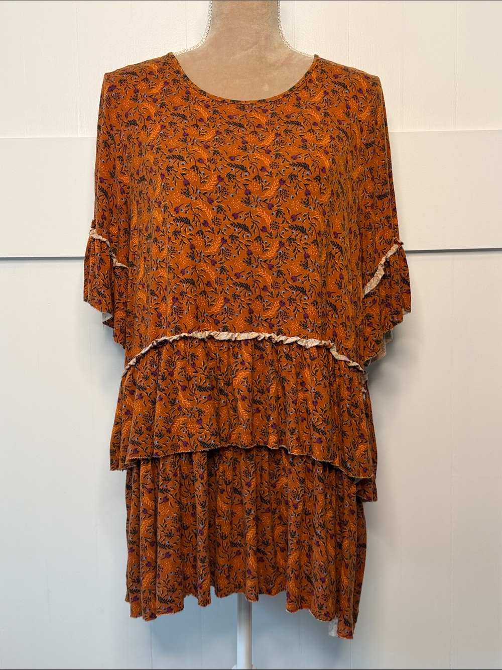 Matilda Jane Rust Floral Tiered Top - Size XL